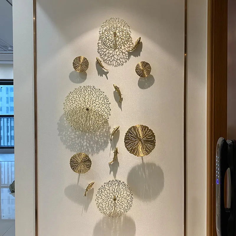 Gold Coral Fish Wall Decor