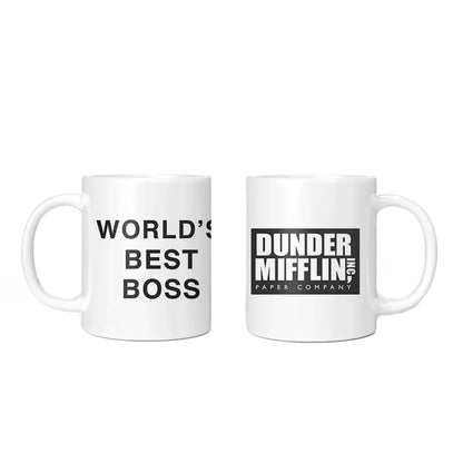 1Pcs New 350ml Dunder Mifflin The Office-World’s Best Boss Coffe Cups Funny Ceramic Tea Milk Cocoa Mugs Unique Birthday Gifts