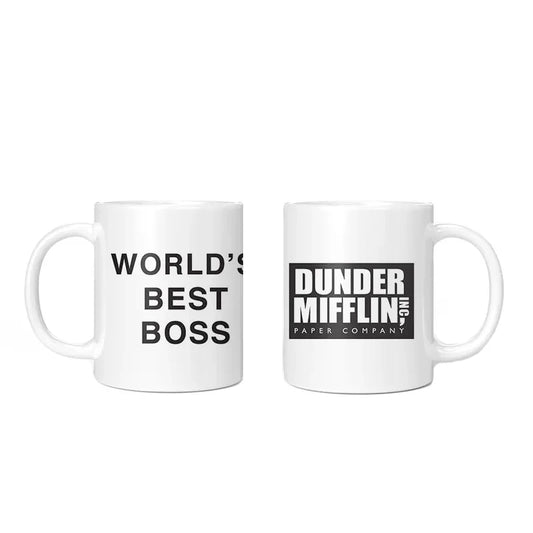 1 قطعة جديدة 350 مل من Dunder Mifflin The Office-World's Best Boss Coffe Cups أكواب شاي حليب كاكاو سيراميك مضحكة هدايا عيد ميلاد فريدة