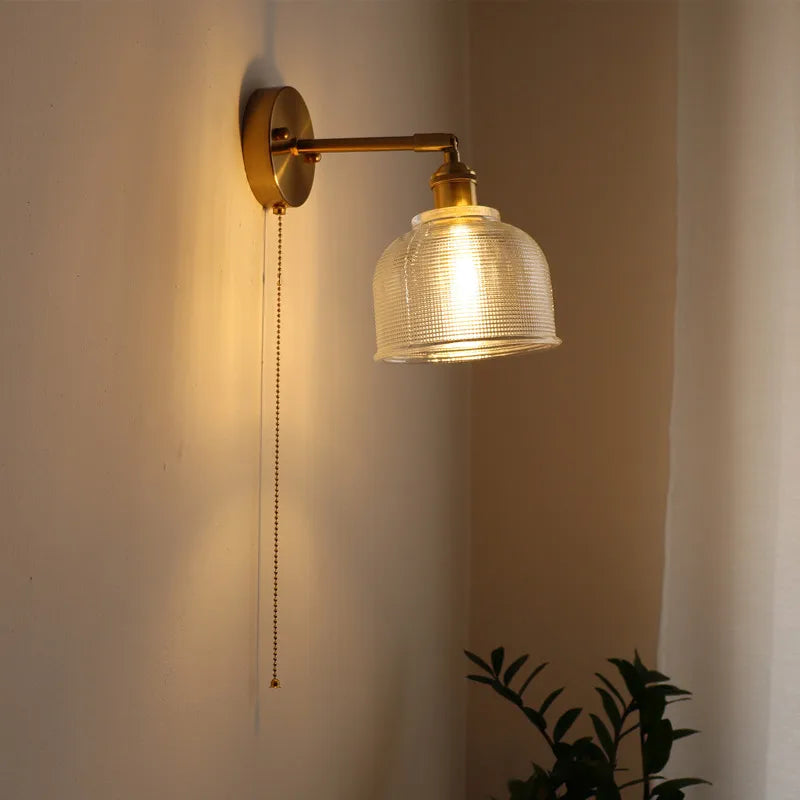 DecorBites™ Glass Sconce LED Wall Lamp, Copper Nordic Bedroom Light Fixtures