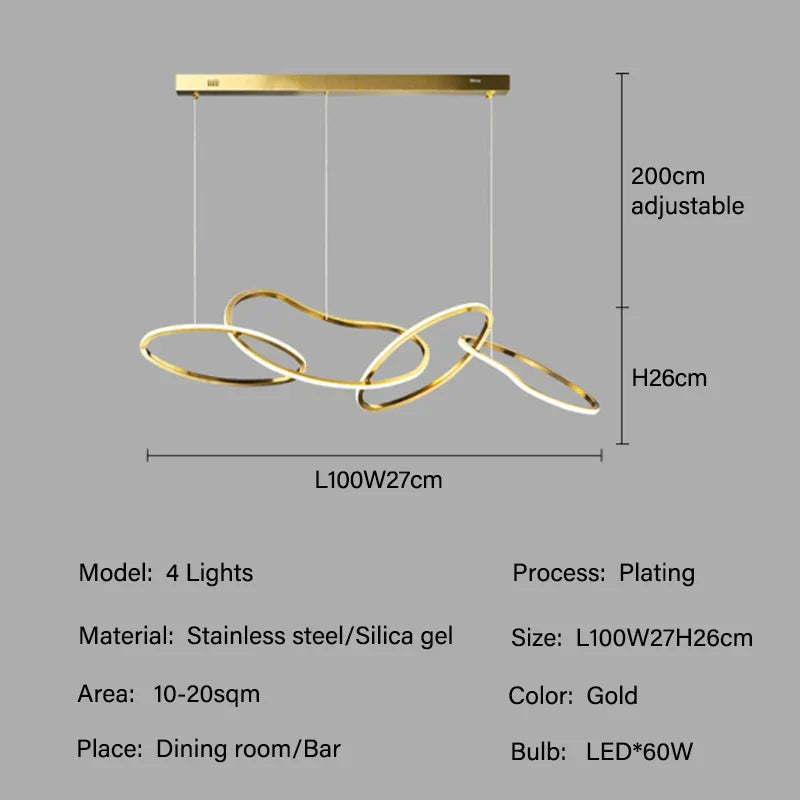 DecorBites™ LED Ring Chandelier for Living Dining Room - Postmodern Luxury Minimalist Art Lighting