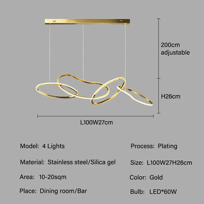 DecorBites™ LED Ring Chandelier for Living Dining Room - Postmodern Luxury Minimalist Art Lighting