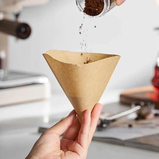 DecorBites™ Coffee Filter Paper Drip 01 02 Espresso Natural Cone-Shape for Barista Mocha Pot