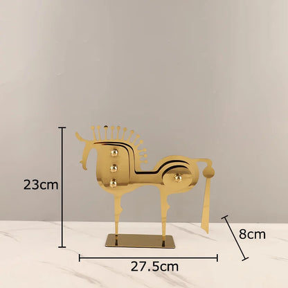 DecorBites™ Golden Horse Metal Animal Sculpture Desk Ornament