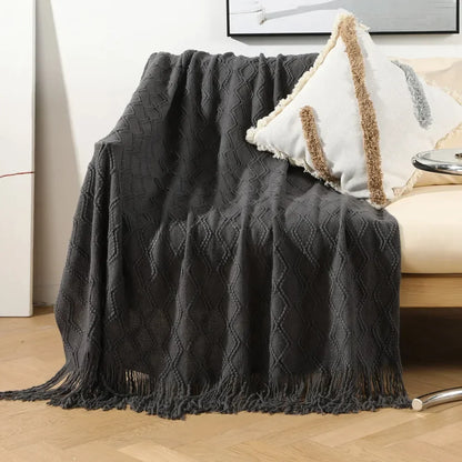 DecorBites™ Knitted Woolen Blanket - Cozy Home Accent and Travel Essential