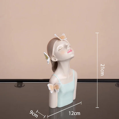 DecorBites™ Butterfly Girl Sculpture Vase Set - Modern Decorative Resin Flower Ornaments