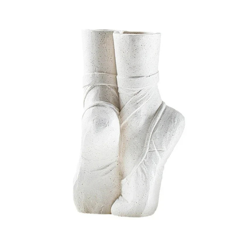 DecorBites™ Ballet Shoes Vase: Realistic Dancer Portrait Sculpture for Home Decoration