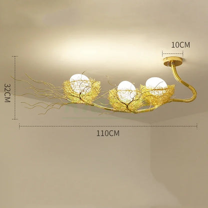 DecorBites™ Bird's Nest Glass LED Ceiling Lamp for Modern Nordic Living Room Decor