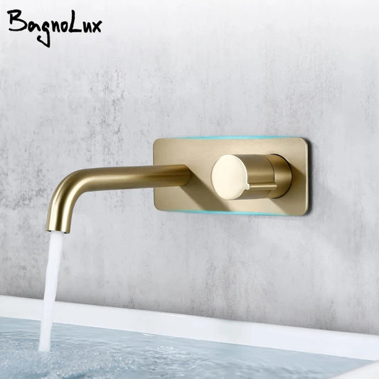 Bathroom Sink Mixer Wall-Mount Gold