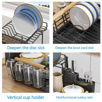 DecorBites™ Kitchen Utensil Drainer Rack with Chopstick Cage and Drainboard