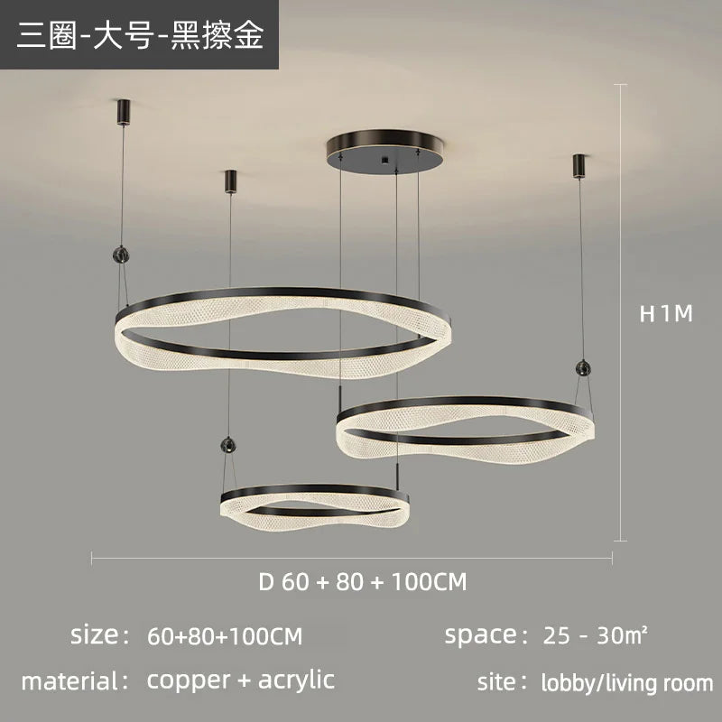 DecorBites™ LED Ring Pendant Chandelier for Living Room Bedroom and Dining Room