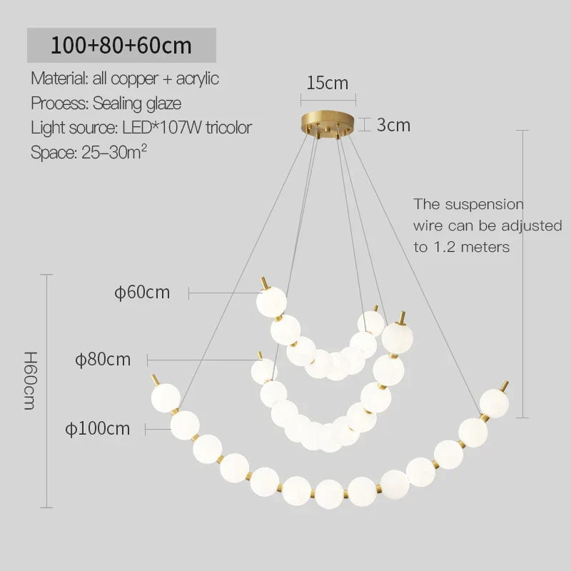 DecorBites™ Brass Full Copper Modern Chandelier Light Fixture for Stylish Living Spaces