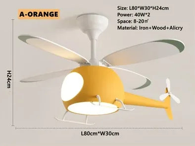 DecorBites™ Helicopter Ceiling Fan Chandeliers: Nordic Creative Kids Room Decor Lamp