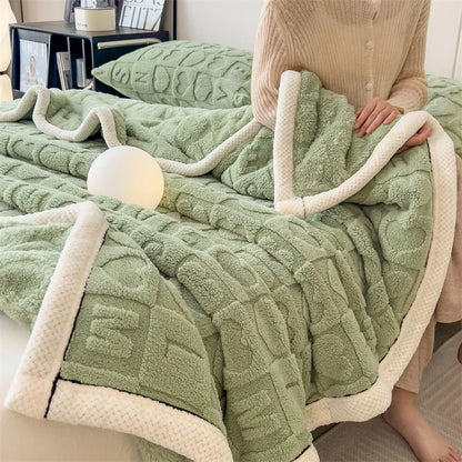 Manta de siesta DecorBites™ Cozy Jacquard Taffeta &amp; Flanel - Edredón cálido y grueso para dormitorio