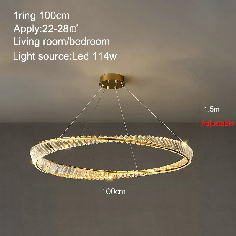 DecorBites™ Crystal Ring Ceiling Lamp - Modern Luxury LED Chandelier for Master Bedroom & Living Room