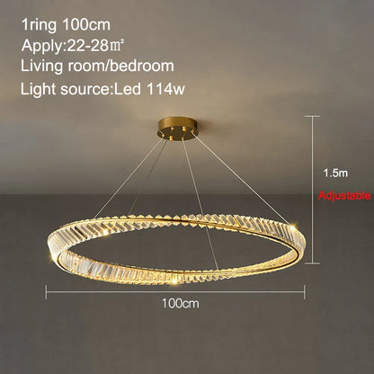 DecorBites™ Crystal Ring Ceiling Lamp - Modern Luxury LED Chandelier for Master Bedroom & Living Room