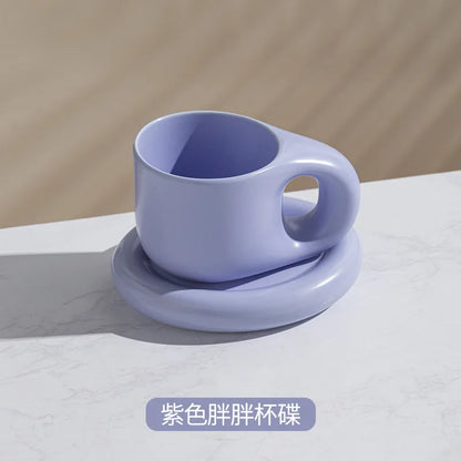 DecorBites™ Ink Splash Ceramic Mug Set with Oval Plate - 400ml Capacity