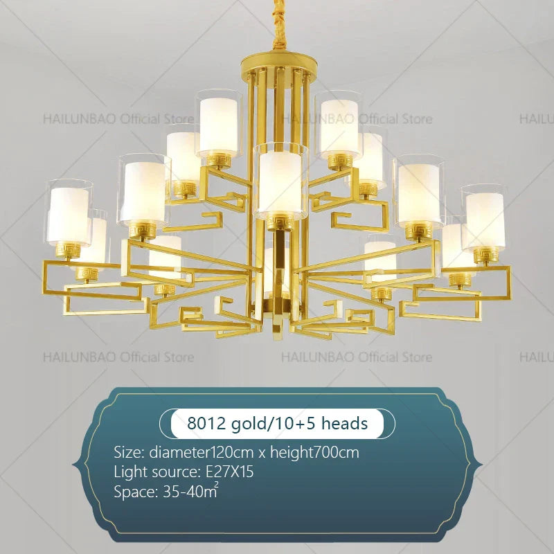 DecorBites™ Chinese Style Luxury Living Room Chandelier for Elegant Homes