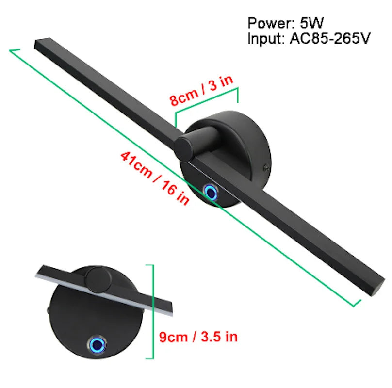 Lámpara de pared de vanidad LED lineal Decorbites™ de 41 cm con interruptor y rotación de 300°