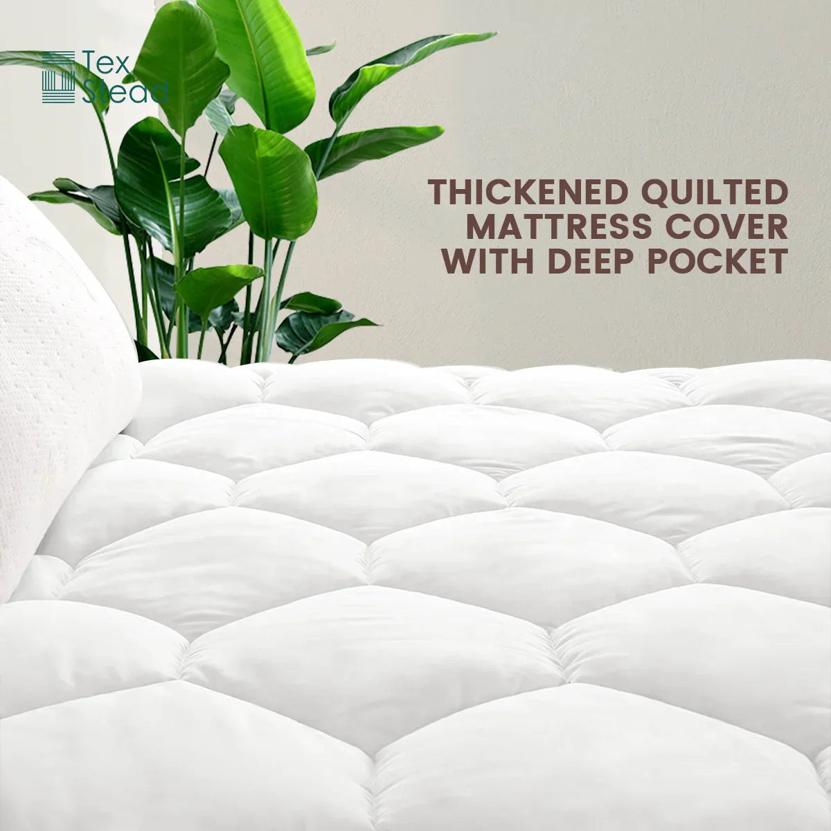 Decobites Hexagon Mattress Pad: Ultra Soft Deep Pocket Quilted Topper Cover.