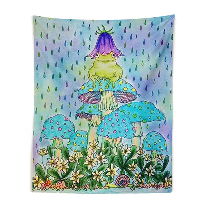 Decobites Mushroom Frog Psychedelic Tapestry Wall Hanging | Colorful Eye Carpet Tapestries