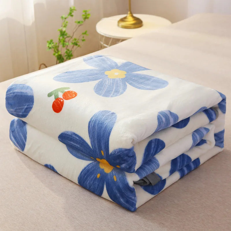 Decobites Floral Printed Flannel Blanket for Beds Single/Queen/King Size