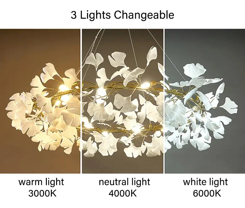 DecorBites™ Modern Ginkgo Leaf LED Chandelier Dining Room Lighting
