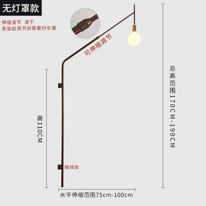 DecorBites™ Gold/Black Swing Arm Telescopic Wall Lamp LED E27 - Designer Hotel Restaurant Hall