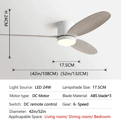 DecorBites™ Black DC Ceiling Fan Light with Remote Control and LED Chandelier