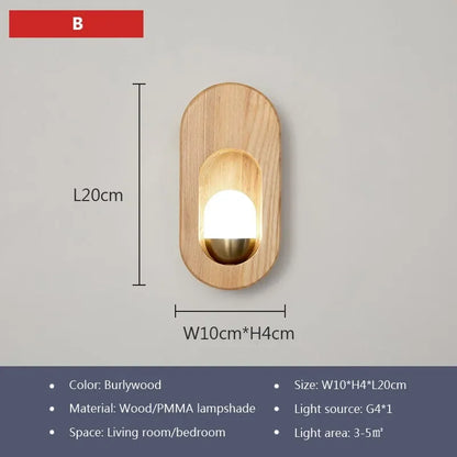 DecorBites™ LED Wooden Wall Lamp for Bedroom Living Room Study Aisle Home Lighting