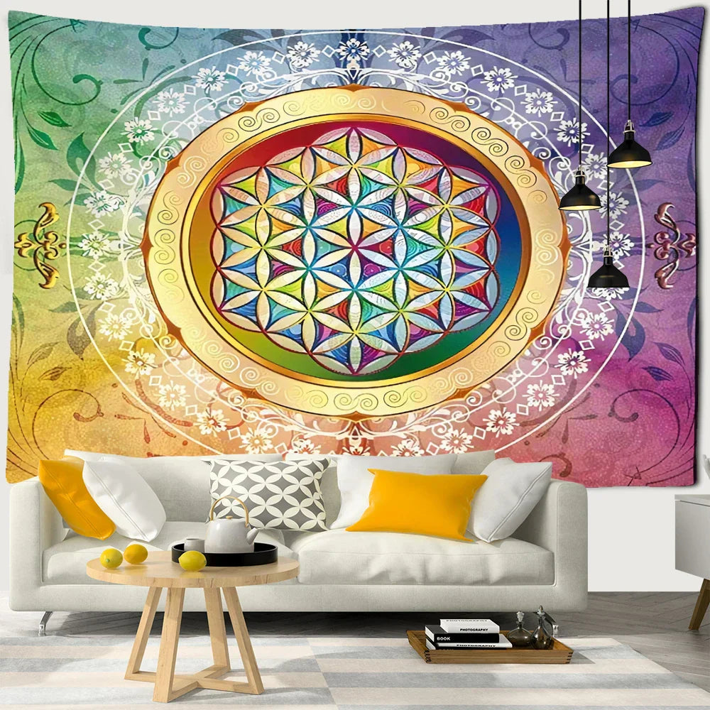 Colorful Mandala Tapestry Wall Hanging for Bohemian Home Decor by Decobites