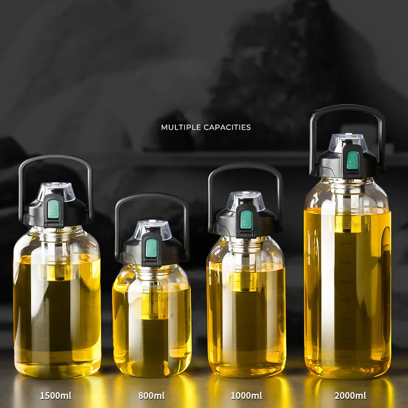 DecorBites™ Glass Cup with Handle | Double Drinking, Portable Tea Water Separation Mug