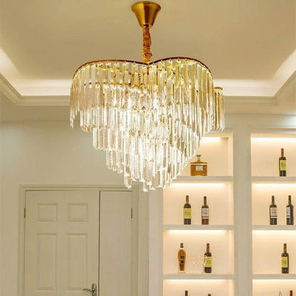 DecorBites™ Crystal Chandelier: Modern LED Pendant Light for Living Room & Bedroom