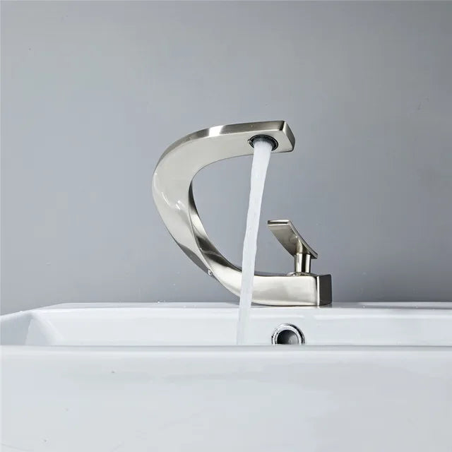 DecorBites™ Basin Faucet Brushed Gold Mixer Tap Hot Cold Sink Faucet Chrome Black New