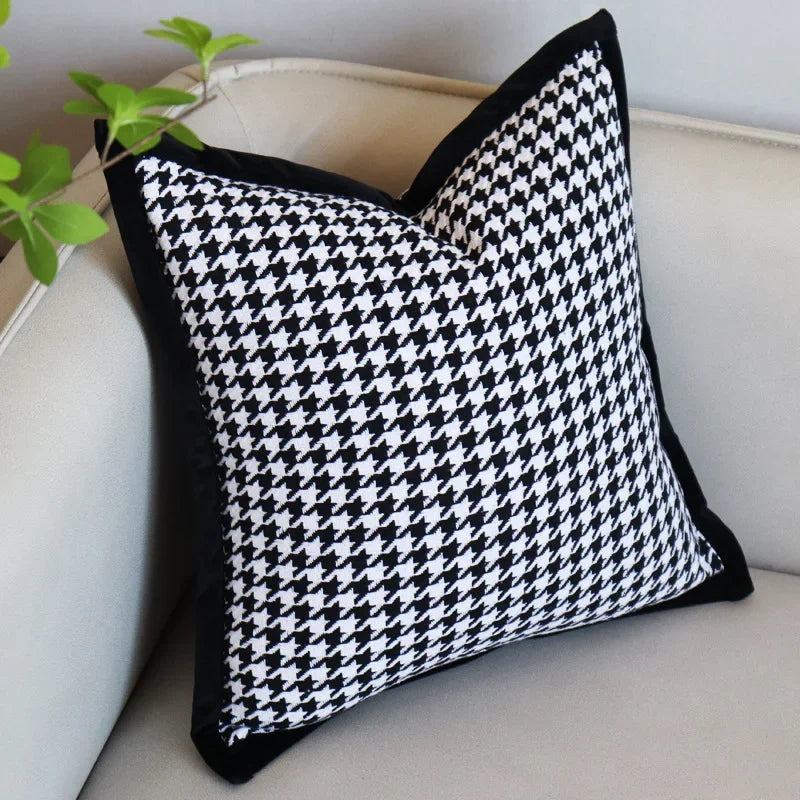 DecorBites™ Houndstooth Jacquard Pillowcase 45X45CM – Nordic Simple Decorative Throw Pillow Cover