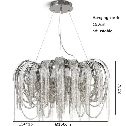 DecorBites™ Aluminum Chain Pendant Lights Postmodern Tassel Hanging Lamp for Dining Table