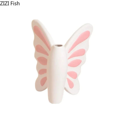 DecorBites™ Butterfly Ceramic Vase for Table Decor and Flower Arrangement