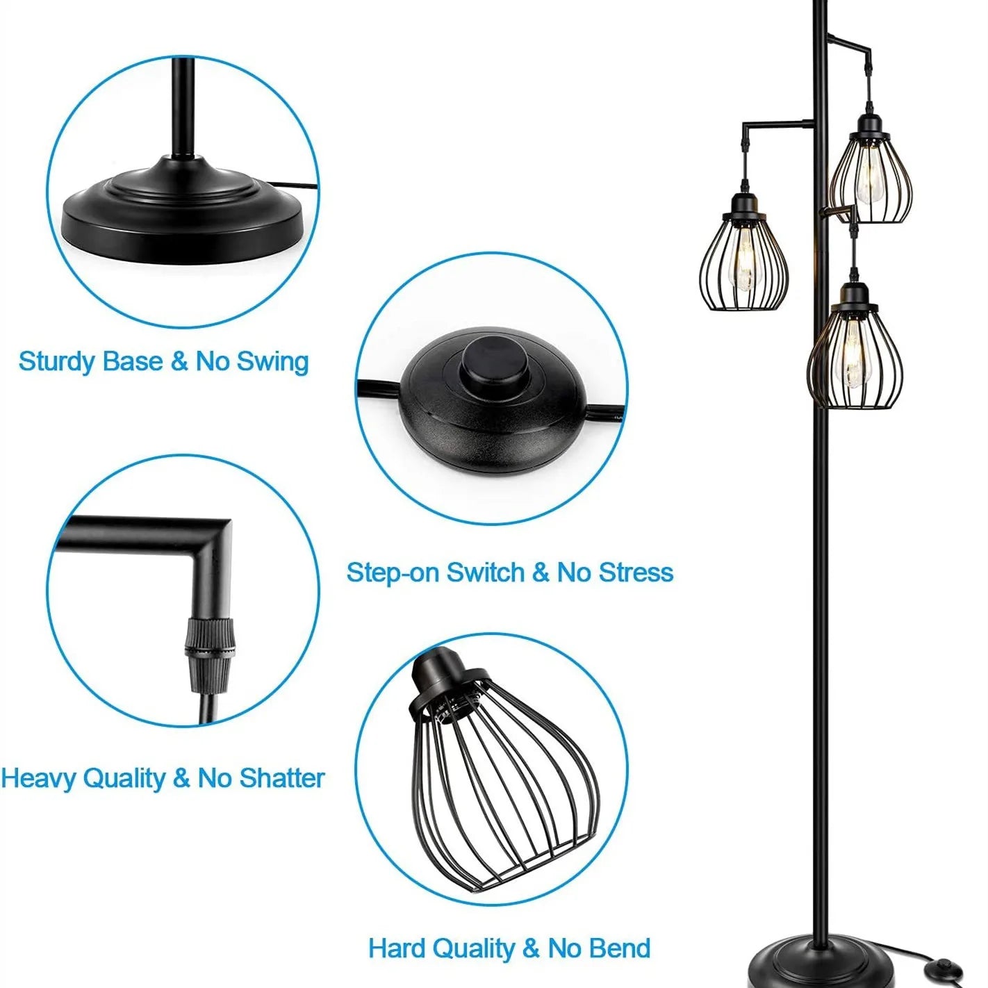 DecorBites™ LED Birdcage Floor Lamp for Home Décor and Reading in Bedroom, Study, Living Room.