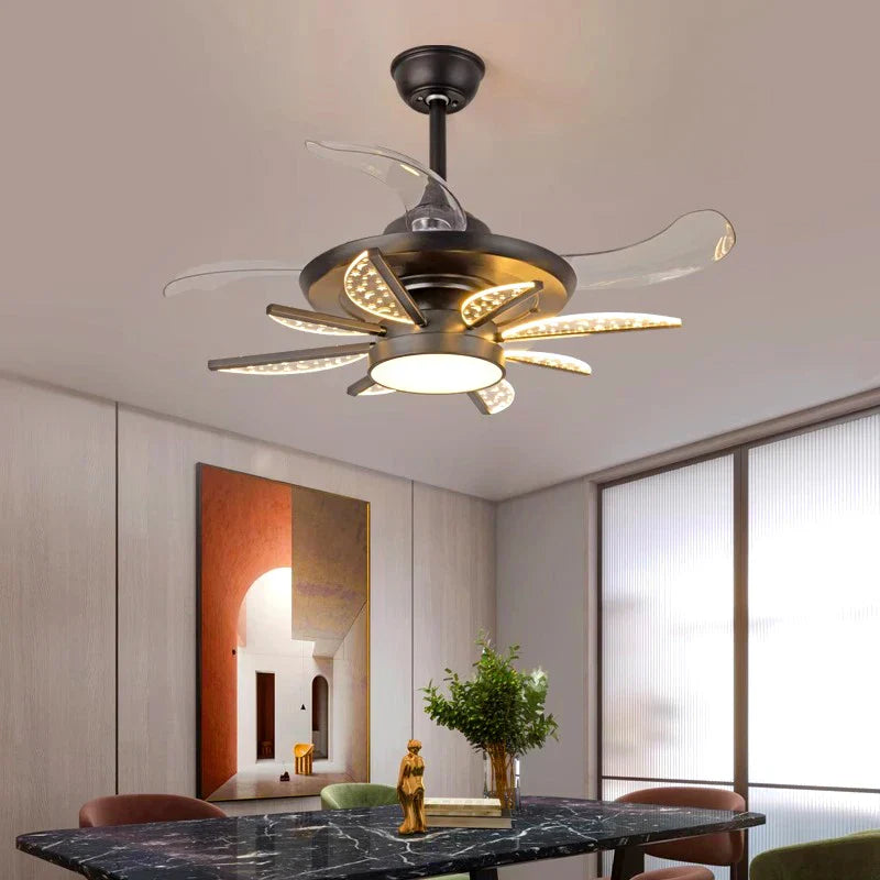 White Modern Ceiling Fan 8-Head Kids Room