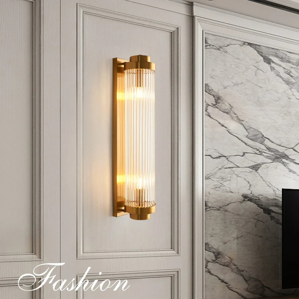 DecorBites™ Crystal Wall Lamp: Elegant Golden LED Sconce for Bedroom, Living Room & Bathroom
