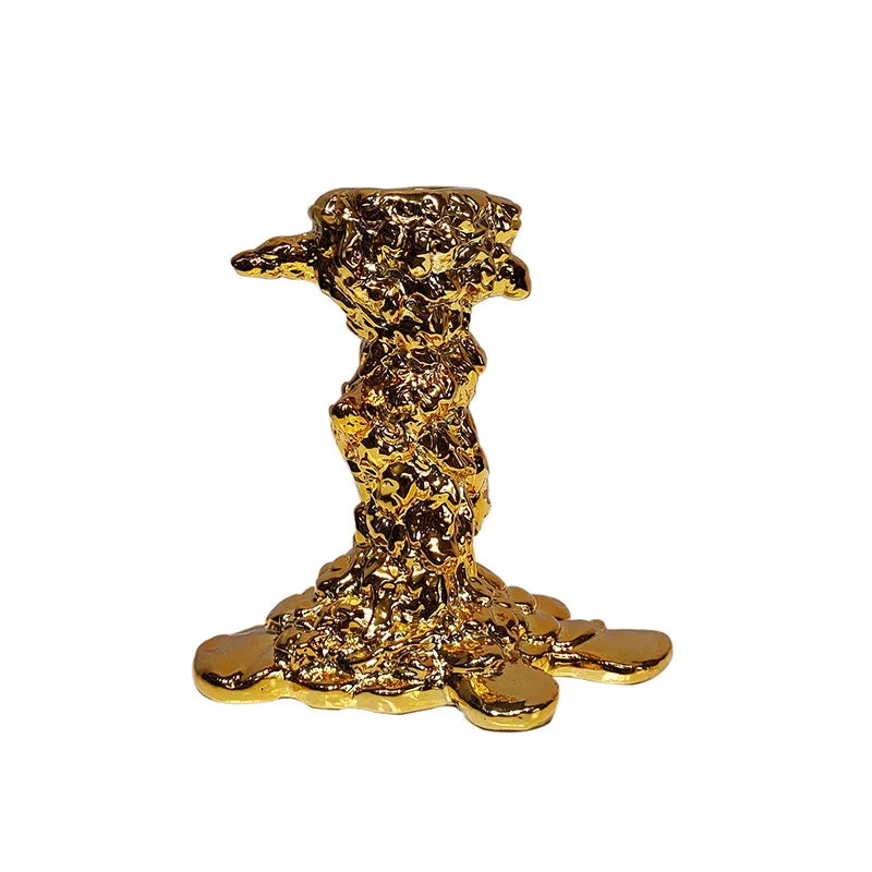 DecorBites™ Golden Candlestick Holder Resin Plated Melt Shape for Wedding & Home Decor