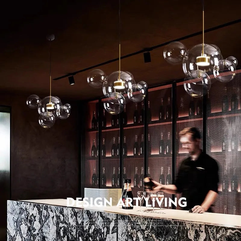 DecorBites™ Bubble Glass LED Chandelier for Kids Room Kitchen Office Restaurant