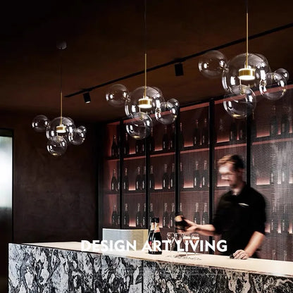 DecorBites™ Bubble Glass LED Chandelier for Kids Room Kitchen Office Restaurant