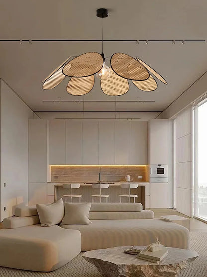 DecorBites™ Leaf Grid Handmade Rattan Screen Chandelier for Modern Living Room and Bedroom