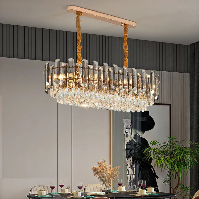 Gold Crystal Ceiling Chandelier Amber DIA95cm