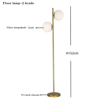 Lámpara de pie DecorBites™ con bola de cristal y estructura metálica - Iluminación LED para dormitorio y estudio