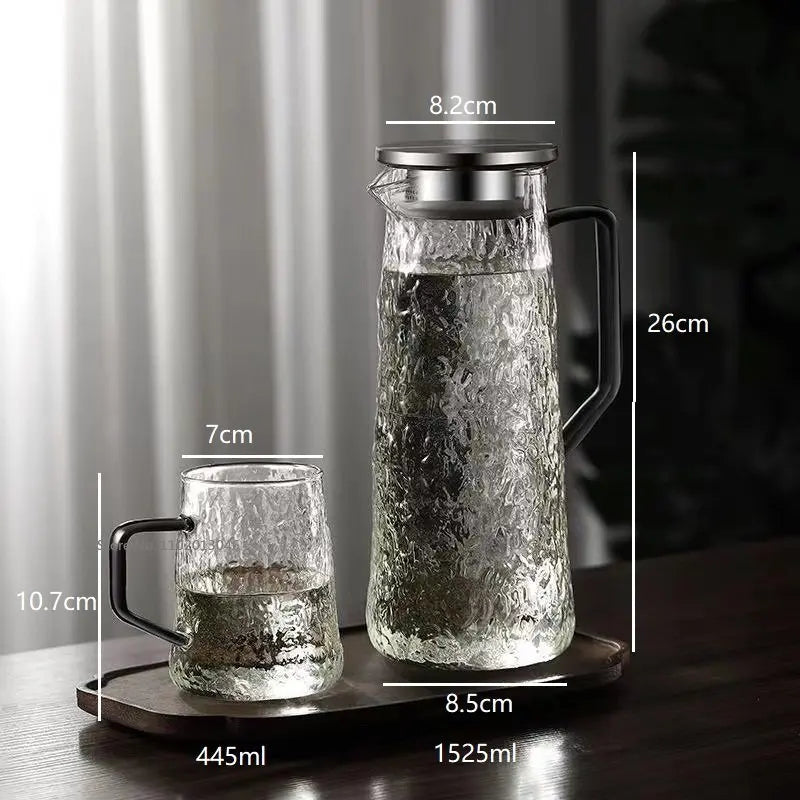 Jarra de agua DecorBites™ color ámbar gris con asa: Tetera y jarra para jugo de gran capacidad y resistente al calor.