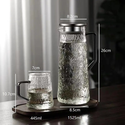 Jarra de agua DecorBites™ color ámbar gris con asa: Tetera y jarra para jugo de gran capacidad y resistente al calor.