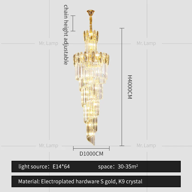 DecorBites™ Crystal Chandelier: Modern Minimalist Duplex Living Room Luxury Light