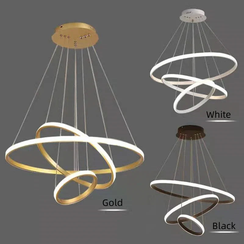 DecorBites™ Luminous Circle Pendant Chandelier - Modern LED Lighting Fixture, 4 Colors